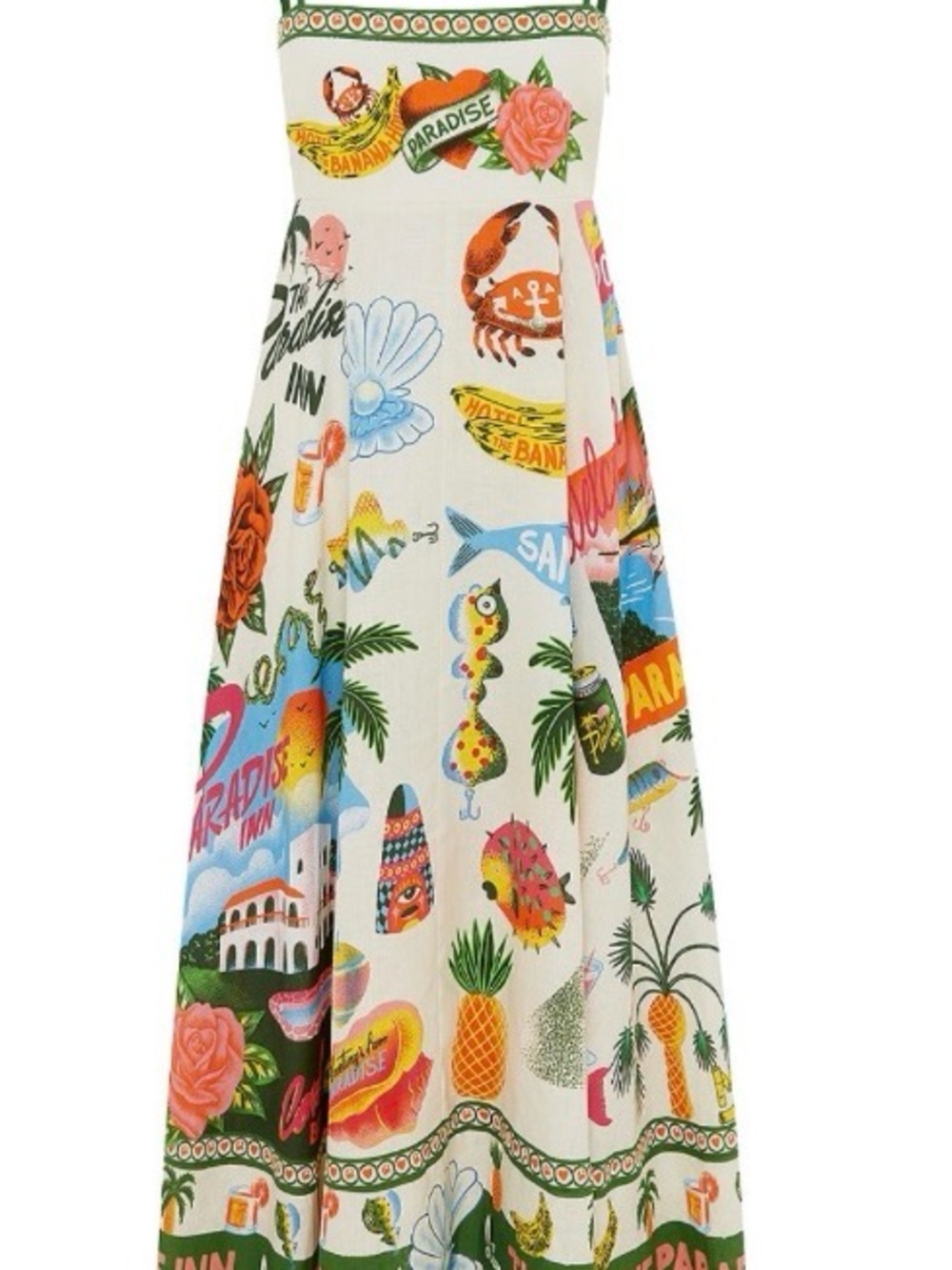 Alemais White Maxi Dress with Multicolor Tropical Print